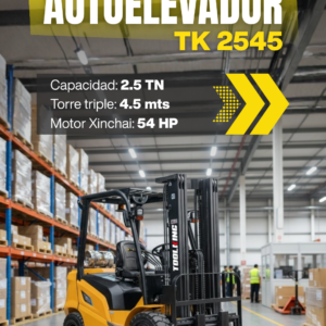 Autoelevador Toolking TK 2545 nuevo capacidad 2.5 TN torre triple 4.5m motor Xinchai en Cordoba