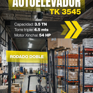 Autoelevador Toolking TK 3545 nuevo 3.5 TN rodado doble torre triple 4.5m motor Xinchai en venta