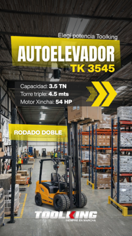 Autoelevador Toolking TK 3545 nuevo 3.5 TN rodado doble torre triple 4.5m motor Xinchai en venta